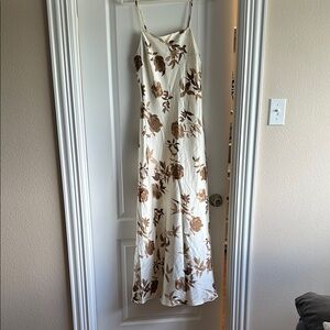 Floral Brown and White Maxi Dress
